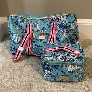Lilly Pulitzer blue and Pink Bag Set
